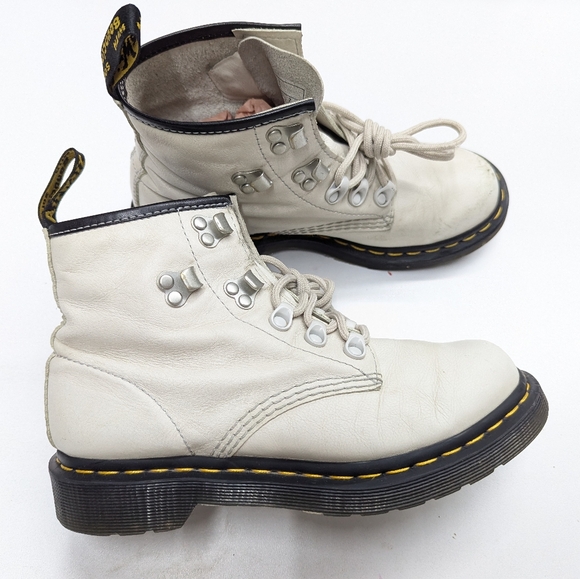 Dr Martens White Leather Ankle Boots - Picture 6 of 10